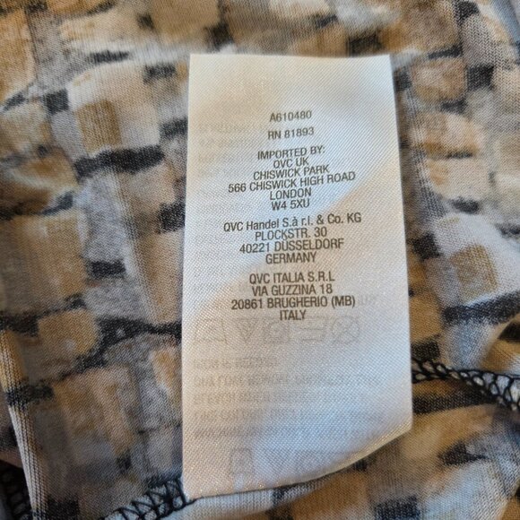 Susan Graver Liquid Knit Shirt Top Size 3XL Geometric Brown Bell Sleeve Stretch - Picture 8 of 8